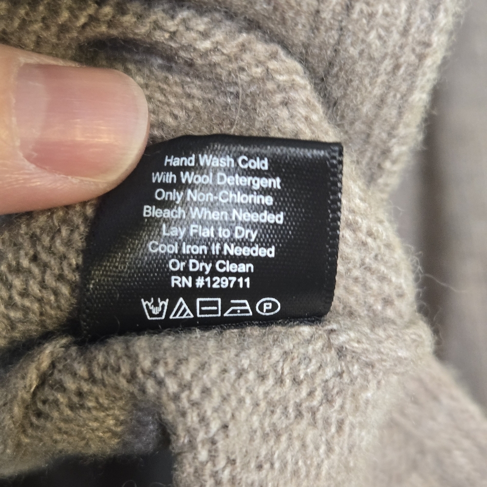 Jenni Kayne Everyday Sweater Taupe Wool Cashmere Blend Quiet Luxury Pullover L - Picture 9 of 10